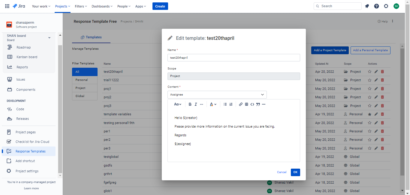 Inserting dynamic variables within a template – AppBox Support